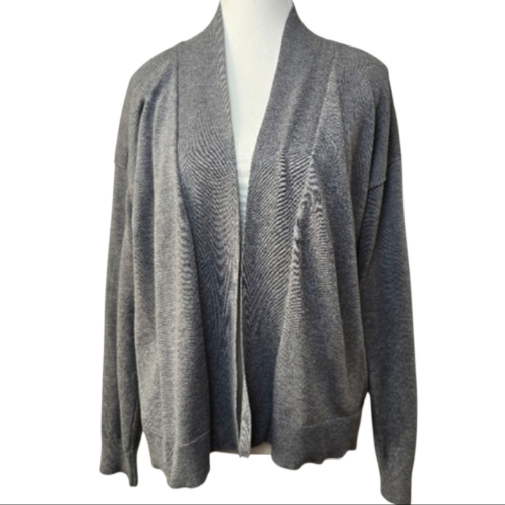 89th + Madison women's officewear gray open knit neutral cardigan (PTP 21")